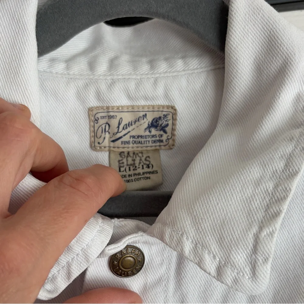 Ralph Lauren Girls Kids White Denim Jacket